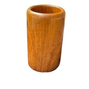 Vintage Myrtlewood Wooden Pencil/ Pens Cup Cylindrical Natural Grain Rustic